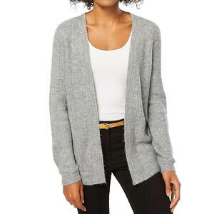 Calvin Klein Grey Eyelash Fuzzy Cozy Soft Open Front Cardigain